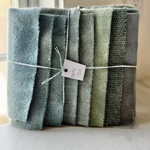 Hand Dyed Wool Fabric, 8 Baby Blue Fat 1/16 Sixteenth for Primitive Rug Hooking