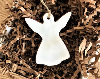 Simple White Angel Redware Pottery Ornament