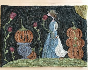 Rug Hooking Pattern on Linen ~ The Willard Inn Pumpkin Patch