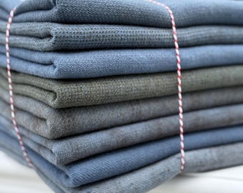Hand Dyed Wool Fabric Fat Quarters, Periwinkle Rug Hooking Material