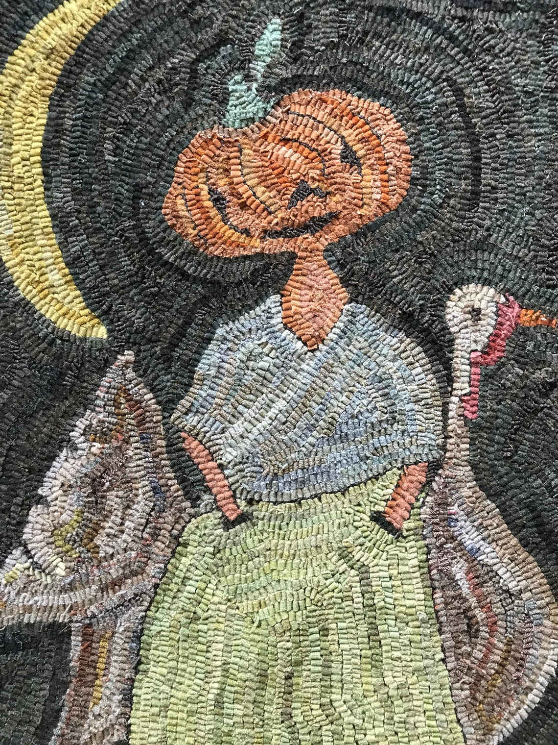 RUG HOOKING KIT - the Pumpkin Ladye & Her Deare Companion on Linen - Etsy