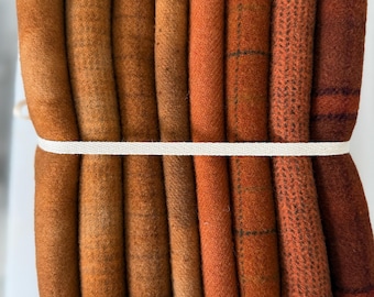 Hand Dyed Pumpkin Wool Fabric Fat Quarters for Rug Hooking