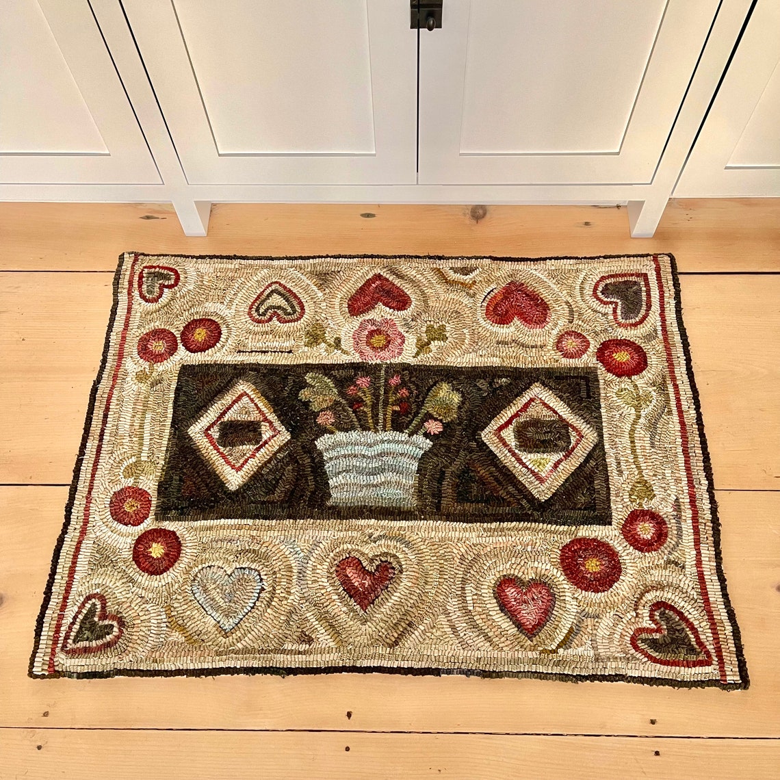 Rug Hooking PATTERN on Linen Antique Flowers and Hearts - Etsy