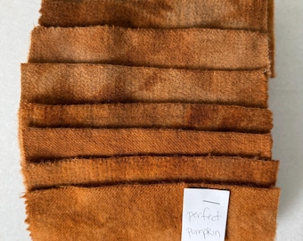 Hand Dyed Wool Fabric Fat Sixteenths, Pumpkin Color, Rug Hooking