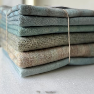 Hand Dyed Wool Fabric, 1.5 Yards Baby Blue Fat 1/4ths for Primitive Rug Hooking