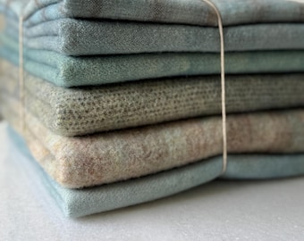 Hand Dyed Wool Fabric, 1.5 Yards Baby Blue Fat 1/4ths for Primitive Rug Hooking