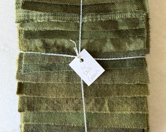 Hand Dyed Wool Fabric, 16 Drab Green Fat 1/16 Sixteenth for Primitive Rug Hooking