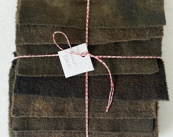 Hand Dyed Wool Fabric, 8 Brown Black Fat 1/16 Sixteenth for Primitive Rug Hooking