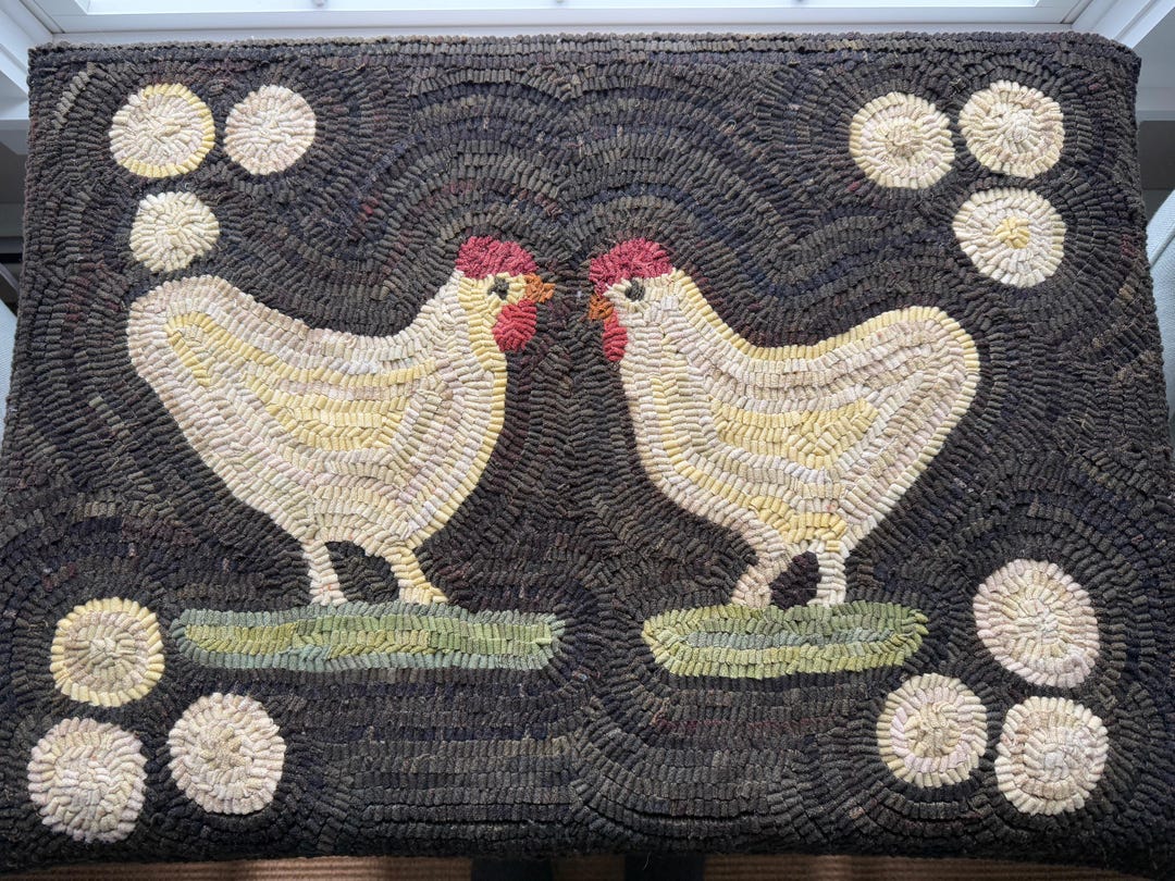 RUG HOOKING KIT - Chalkware Chickens ~ on Linen With Hand Dyed Wool - Etsy