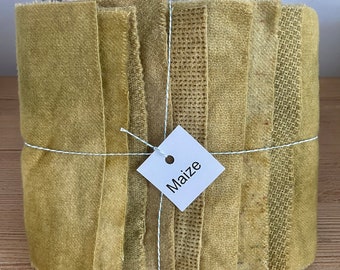 Hand Dyed Wool Fabric, 8 Maize Fat 1/16 Sixteenth for Primitive Rug Hooking