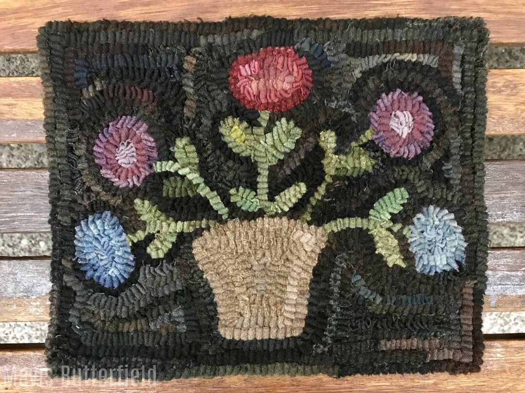Rug Hooking Pattern A Basket of Spring Posies on Linen or Paper - Etsy