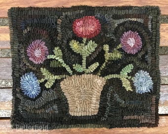 Rug Hooking Pattern A Basket of Spring Posies on Linen or Paper