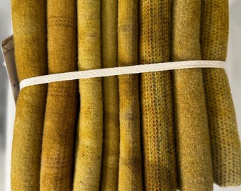 Hand Dyed Gold Wool Fabric Fat Quarters for Rug Hooking