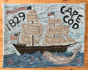 RUG HOOKING KIT - Cape Cod 1829 New England Whale and Sailboat