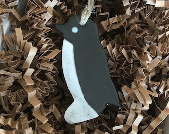 Rustic Penguin Redware Pottery Ornament