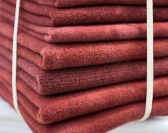 Hand Dyed Wool Fabric Fat Quarters, Flag Red Rug Hooking Material