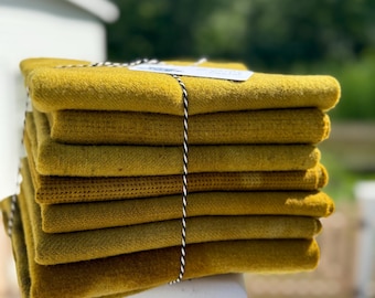 Hand Dyed Gold Wool Fabric Fat Quarters for Rug Hooking