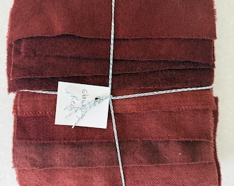 Hand Dyed Wool Fabric: Strawberry Jam Red Fat Sixteenths, Rug Hooking