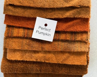 Hand Dyed Wool Fabric, 8 Perfect Pumpkin Fat 1/16 Sixteenth for Primitive Rug Hooking