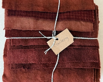 Hand Dyed Wool Fabric, 8 Cranberry Fat 1/16 Sixteenth for Primitive Rug Hooking