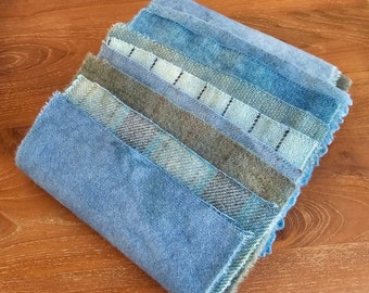 Tissu de laine teint à la main, 8 gras bleu hollandais 1/16e seizième pour accrocher des tapis primitifs