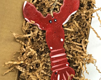 Rustic Red Lobster Redware Pottery Ornament