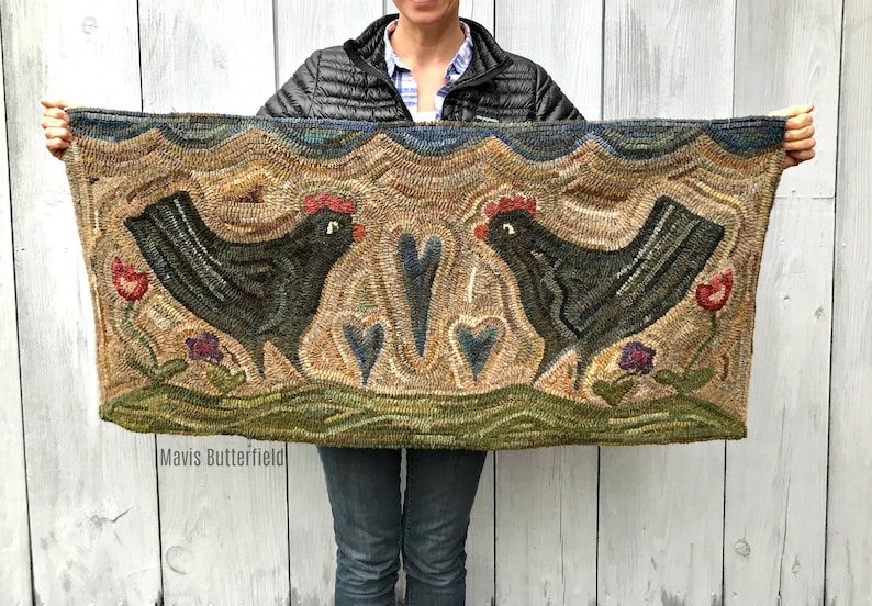 Rug Hooking PATTERN Folk Art Primitive Wool Hooked Rug Etsy