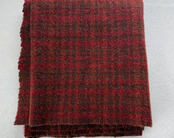 Cranberry Plaid - 100% Wool Fabric Fat 1/4 Yard {16"x28"} For Rug Hooking -  Washed And Ready To Use