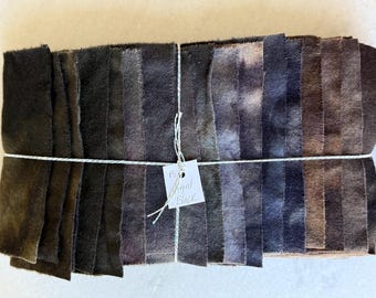 Hand Dyed Wool Fabric, 18 Aged Black Fat 1/16 Sixteenth for Primitive Rug Hooking
