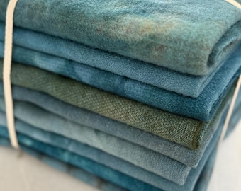 Hand Dyed Wool Fabric, 4.5 Yards Dutch Blue for Primitive Rug Hooking