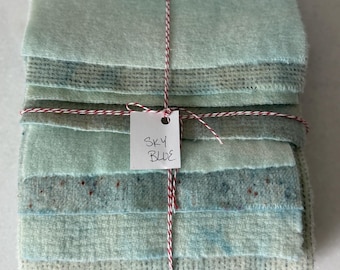 Hand Dyed Wool Fabric, Sky Blue  {8} 1/16th Yards Primitive Rug Hooking