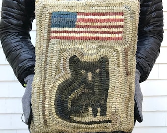 RUG HOOKING KIT - American Kitty on Linen with Hand Dyed Wool