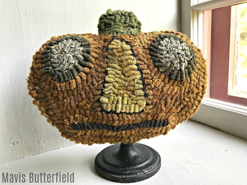 Rug Hooking Pattern Pumpkin Make Do 1 on Linen image 1