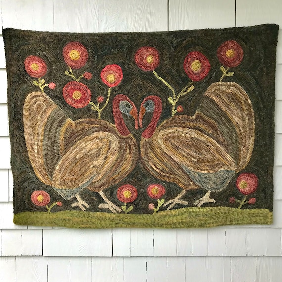 Rug Hooking PATTERN Folk Art Primitive Wool Hooked Rug Tom - Etsy