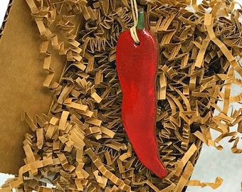 Rustic Red Chili Pepper Redware Pottery Ornament