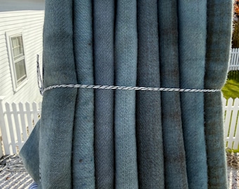Hand Dyed Turkey Blue Wool Fabric Fat Quarters for Rug Hooking
