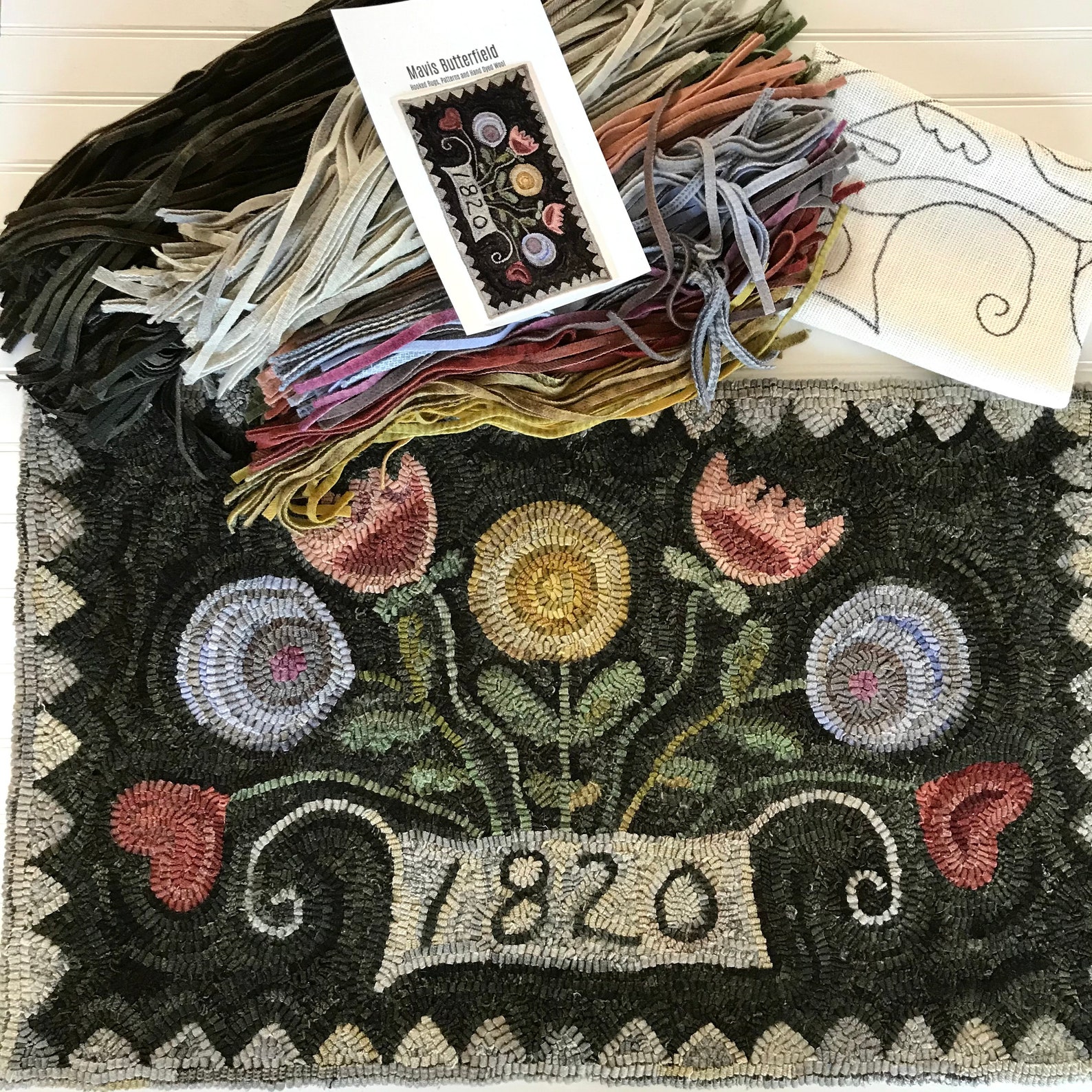 RUG HOOKING KIT - 1820 Flower Basket ~ on Linen With Hand Dyed Wool - Etsy