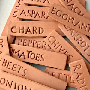 Vegetable Markers Garden Markers Herb Markers Plant Markers Flower Markers Clean and Simple Design Minimalist Pottery Clay image 1