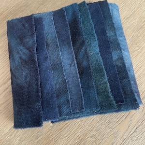 Hand Dyed Wool Fabric, 8 Navy Fat 1/16 Sixteenth for Primitive Rug Hooking