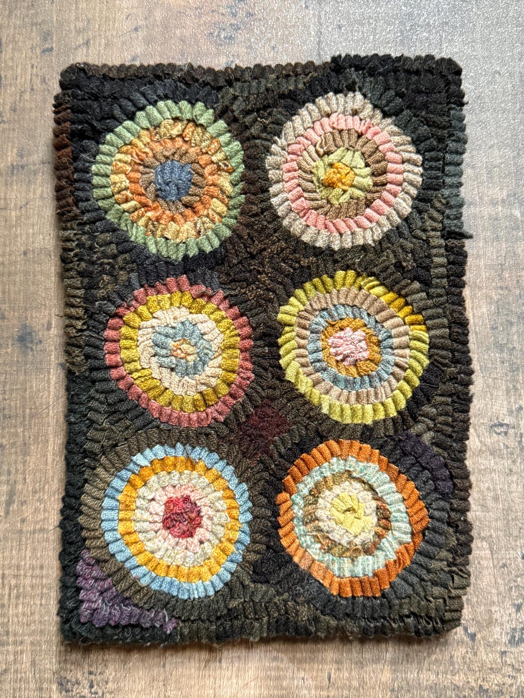 Primitive Penny Rug Patterns Primitive Folk Art Hooked Wool Penny Rug ~ Early Style - Etsy