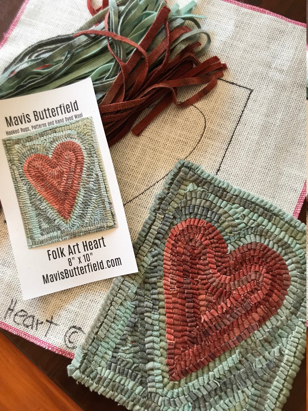 RUG HOOKING KIT - Primitive Folk Art Heart on Linen - Etsy