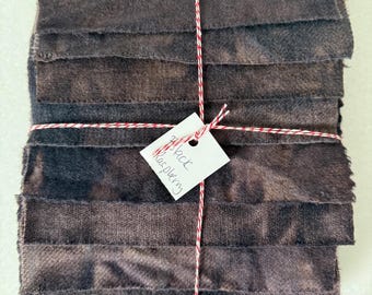 Hand Dyed Wool Fabric, 8 Black Raspberry Fat 1/16 Sixteenth for Primitive Rug Hooking