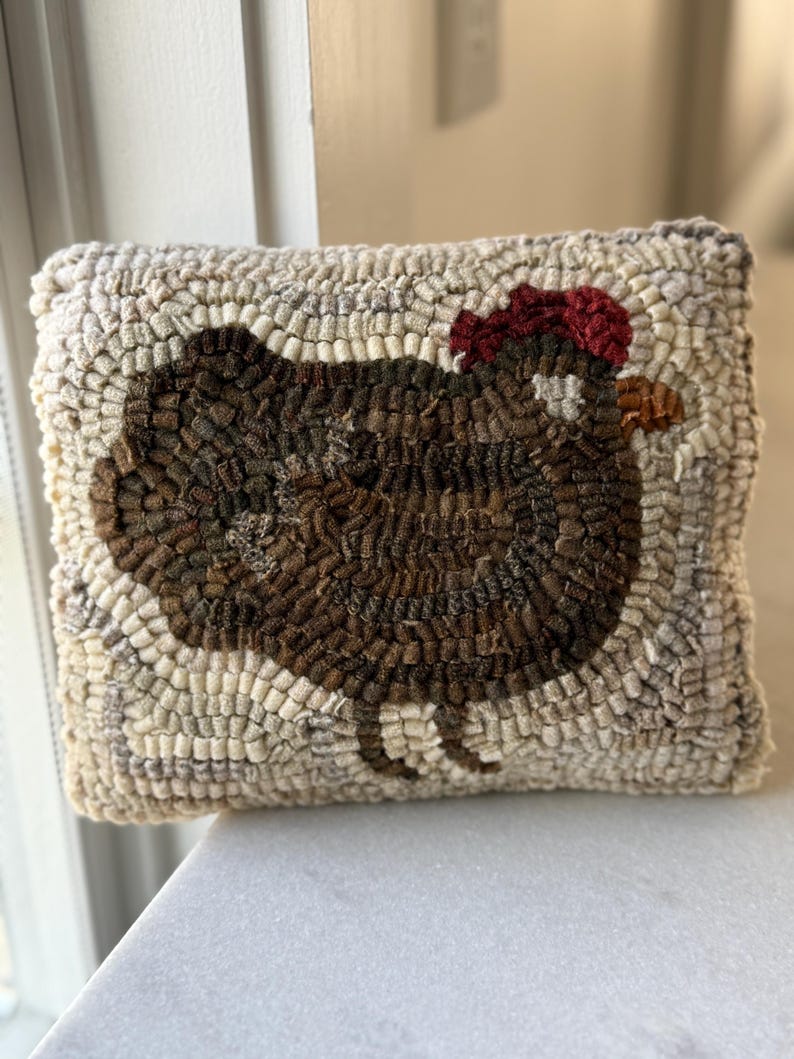 MavisButterfield Hooked Hen Pillow - Thumbnail 3