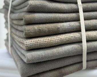 Hand Dyed Wool Fabric Fat Quarters, Nantucket Whale Grey Rug Hooking Material