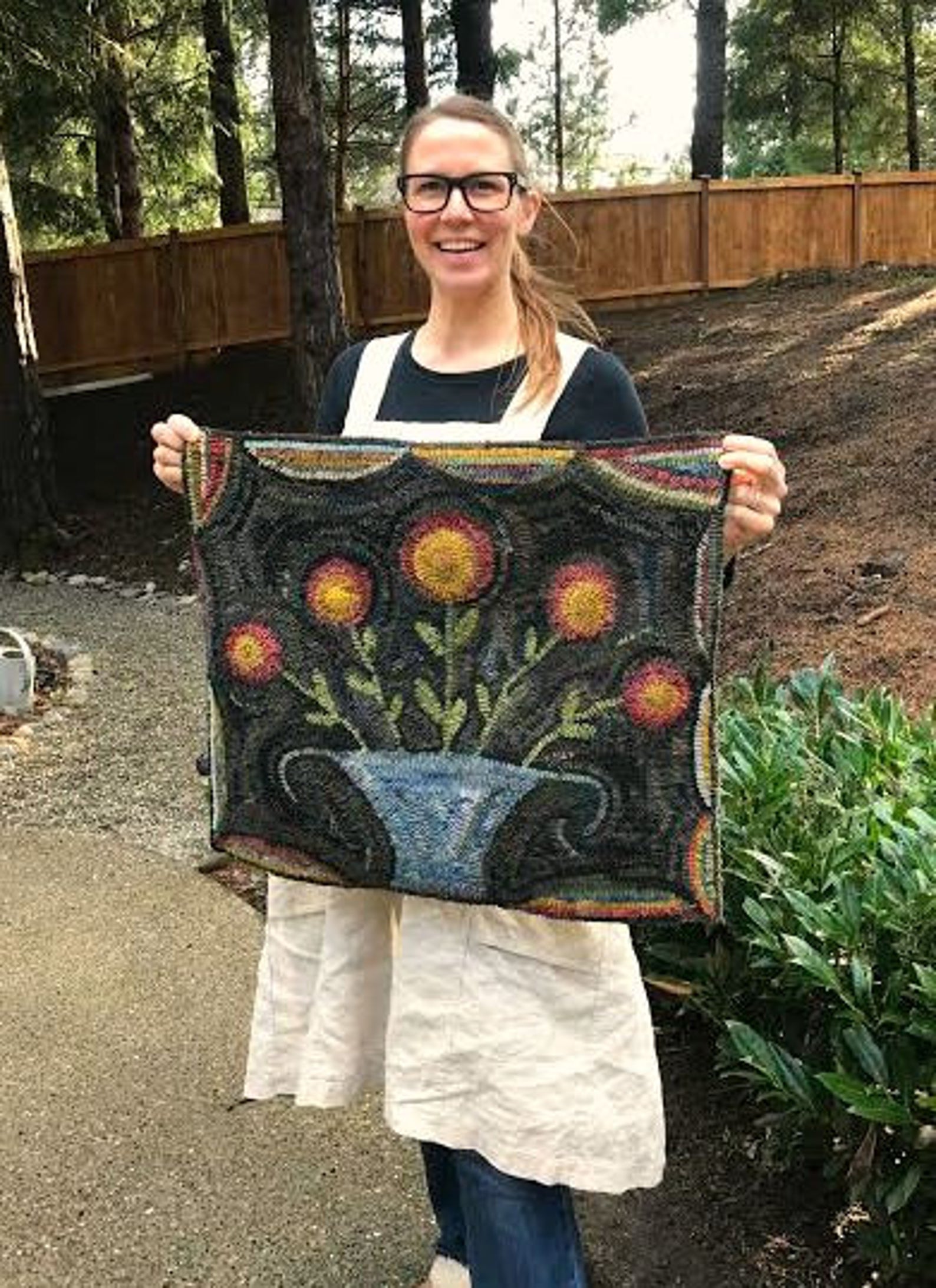 Rug Hooking Pattern Flowers for Lucy {large} on Linen - Etsy