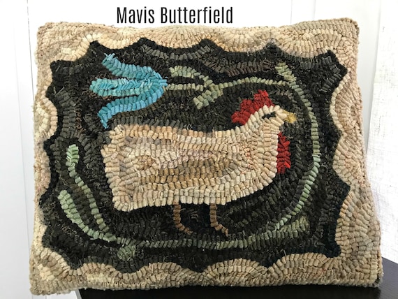 primitive hooked pillows