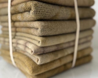 Hand Dyed Wool Fabric, Irish Oat Fat Quarters, Primitive Rug Hooking Supplies