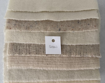 Hand Dyed Wool Fabric, 8 Primitive Snow Fat 1/16 Sixteenth for Primitive Rug Hooking