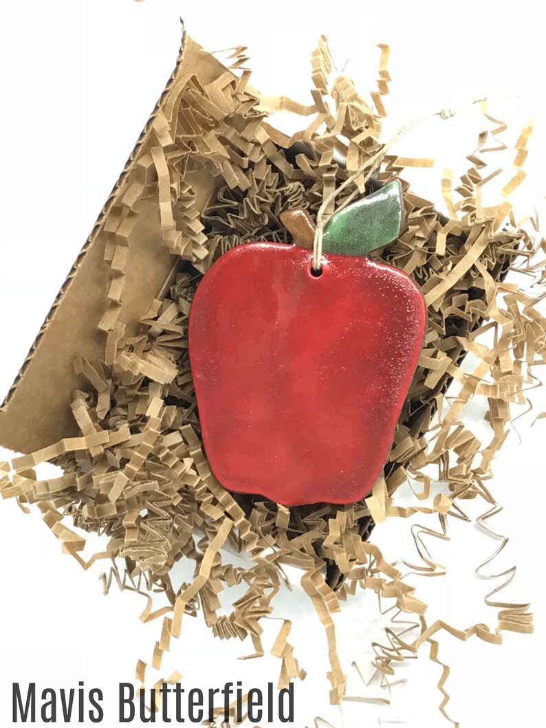 Rustic Red Apple Redware Pottery Ornament image 1