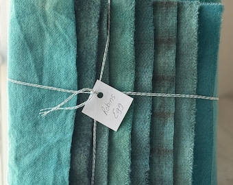 Hand Dyed Wool Fabric, 8 Robin's Egg Blue Fat 1/16 Sixteenth for Primitive Rug Hooking